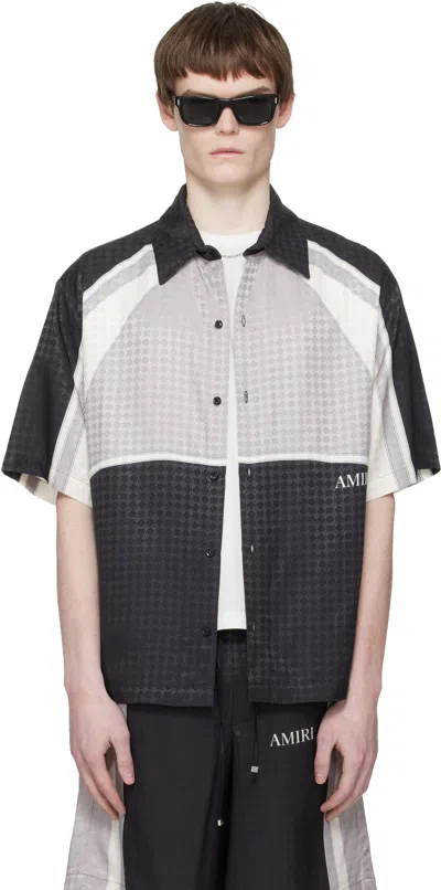 Amiri Ma Quad Panel Ovesize Satin Button-up Shirt In Black