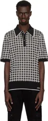 Amiri Quad Geometric Pattern Polo T-shirt In Black