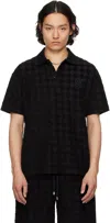 Amiri Logo-embroidered Cotton-blend Terry Jacquard Polo Shirt In Black