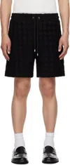 Amiri Black Bermuda Shorts With All-over Ma Quads Motif And Embroidered Logo On The Front In Cotton Blend  In Black