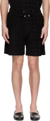 Amiri Black Bermuda Shorts With All-over Ma Quads Motif And Embroidered Logo On The Front In Cotton Blend 