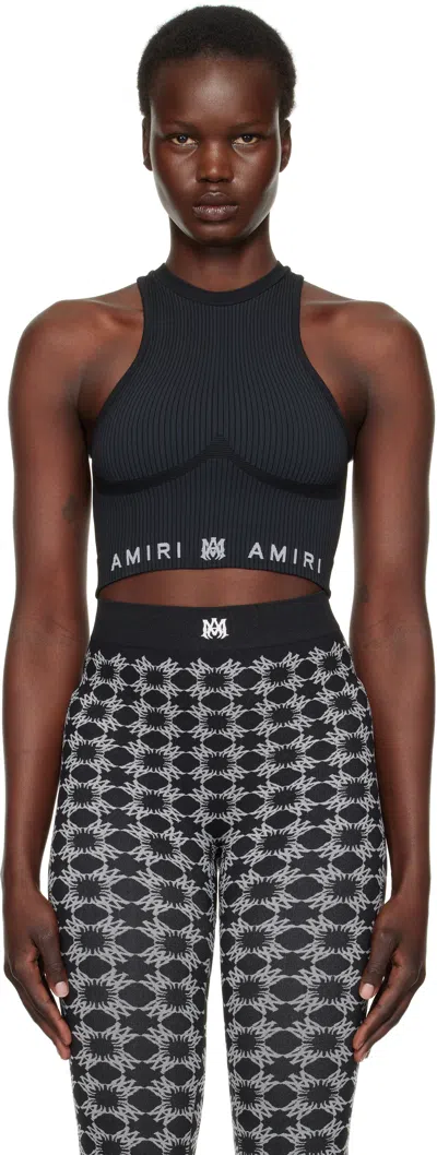 Amiri Black Ma Ribbed Seamless Sport Top