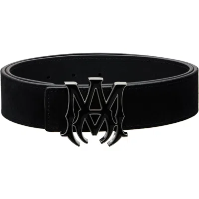 Amiri Black 'ma' Suede 4cm Belt In Black Silver