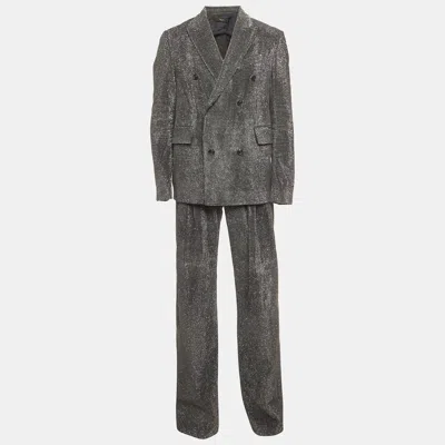 Pre-owned Amiri Black Metallic Corduroy Double Breasted Blazer And Pant Suit L