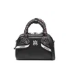 Amiri Mini Calfskin Bowling Bag With Paisley Print Scarf In Black