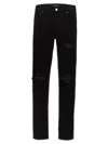 Amiri Slim Fit Distressed Trousers With Rivet Detailing In Black