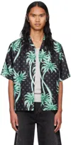 Amiri Multicolor Bowling Shirt With Cuban Collar And All-over Print In Black