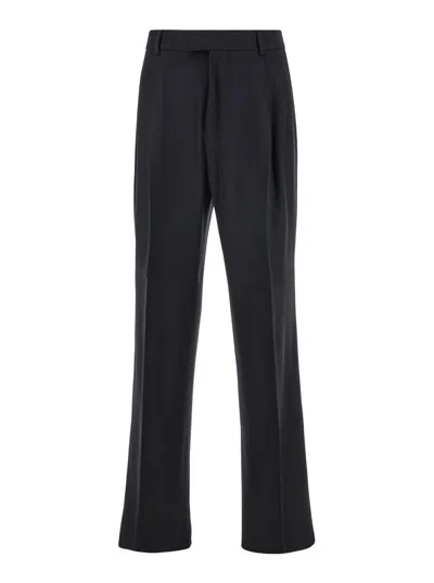 AMIRI BLACK PANTS WITH BELT LOOPS AND FRONT PENCES IN WOOL BLEND MAN