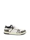 Amiri 'skel Top Low' Black Sneaker With Skeleton Applications And All-over Logo Print