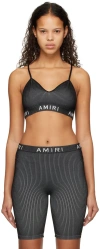 Amiri Logo Jacquard Tech Rib Knit Bra Top In Beige