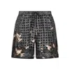 Amiri Silk Bermudas With Pattern And Adjustable Waistband In Black