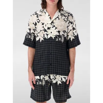 Amiri Silk Shirt Floral Print Notched Collar In Multi