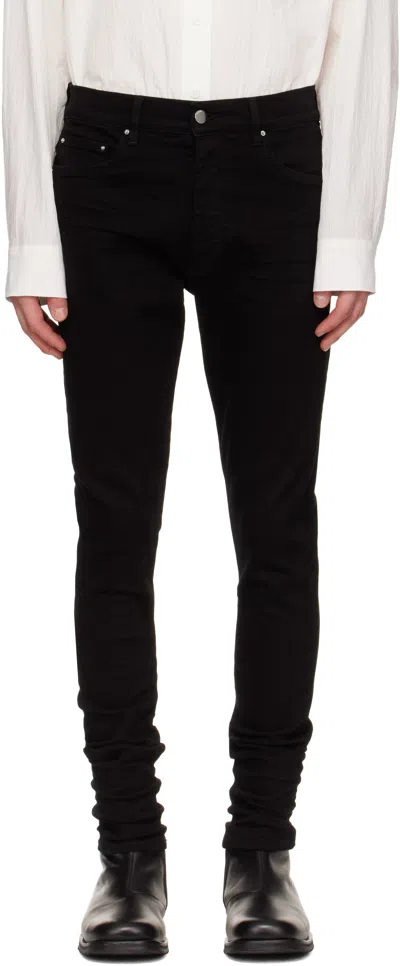 Amiri Skinny Fit Black Denim Jeans With Unique Overdye Finish