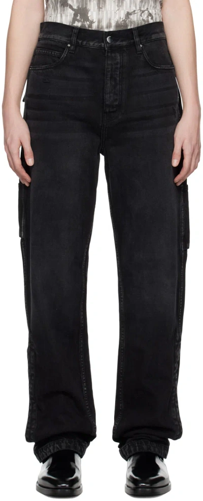 Amiri Black Stack Workman Jeans In Aged Black-12 oz Ita
