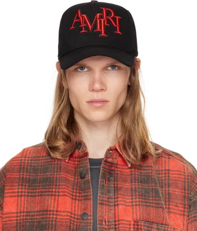 AMIRI BLACK STAGGERED 'AMIRI' CANVAS CAP