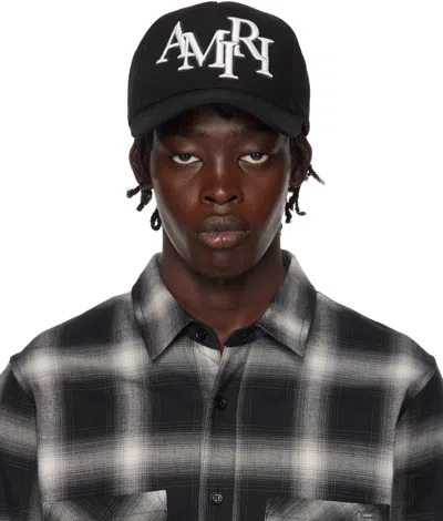 Amiri Black Staggered '' Canvas Cap In Black White