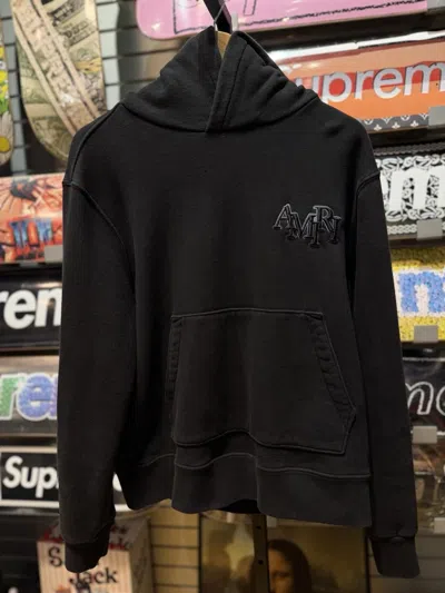 Pre-owned Amiri Black Staggered Logo Pullover Hoodie Sweater Medium