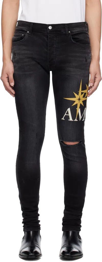 AMIRI BLACK STARBURST APPLIQUE SKINNY JEANS