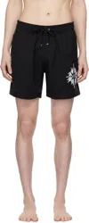 Amiri Starburst Straight-leg Mid-length Logo-print Swim Shorts In Black