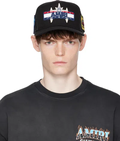 Amiri Black Station Patch Trucker Cap