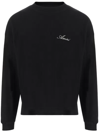 Amiri Black Stretch Cotton Wolf Graphic Print Sweatshirt