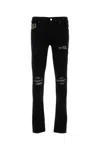 Amiri Stretch Denim Jeans With Leopard Print Accents