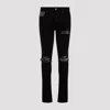 Amiri Stretch Denim Jeans With Leopard Print Accents In Black