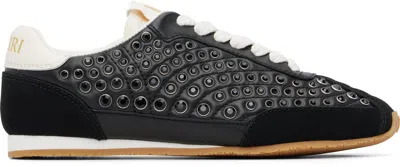 Amiri Pacific Studded Mixed Leather Sneakers In Black
