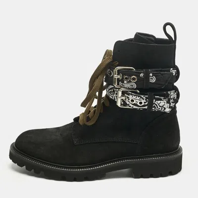 Pre-owned Amiri Black Suede Bandana Combat Boots Size 40