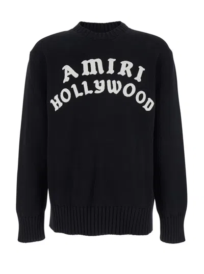 Amiri Black Sweater With Maxi Logo Lettering On The Front In Cotton Man