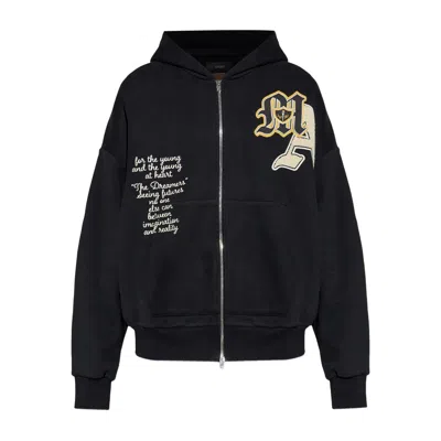Amiri Black Varsity Patch Oversized Zip Hoodie