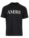 Amiri Black Crewneck T-shirt With Logo Lettering Print On The Front In Cotton Man In Nero