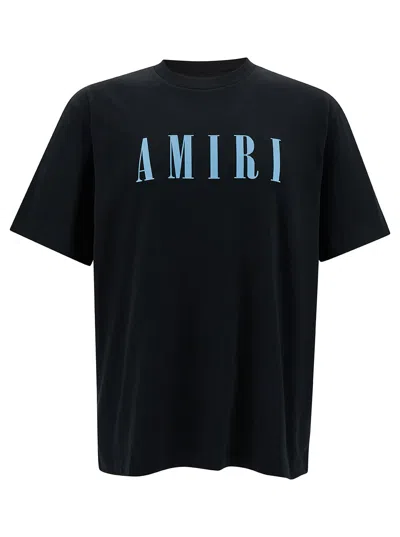 Amiri Black T-shirt With Contrasting Logo Print In Cotton Man