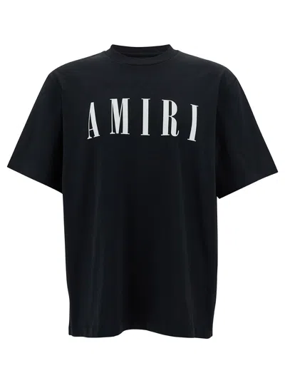 AMIRI AMIRI BLACK T-SHIRT WITH CONTRASTING LOGO PRINT IN COTTON MAN