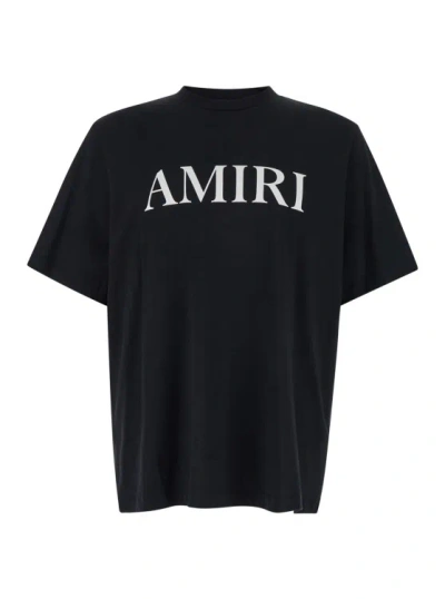 Amiri Black T-shirt With Logo Lettering Print In Cotton