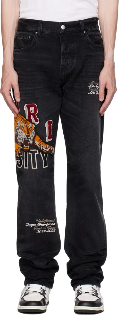 Amiri Black Tiger Jeans In Faded Black