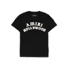Amiri Hollywood Crew Neck Text Print Top In Black