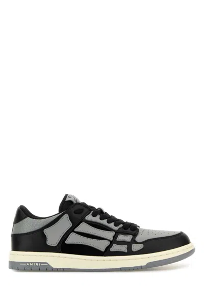 AMIRI BLACK TWO-TONE LEATHER SKEL SNEAKERS