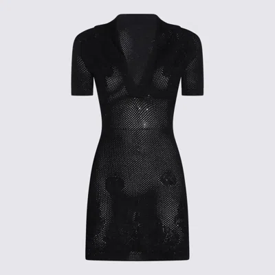Amiri V-neck Knitted Mini Dress In Black