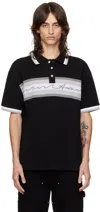 Amiri Black Wave Baja Stripe Polo In Black