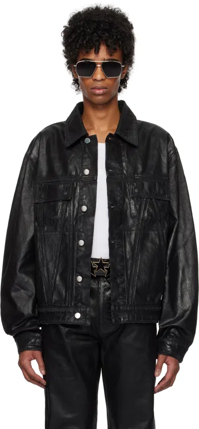AMIRI BLACK WAXED MA QUAD DENIM JACKET