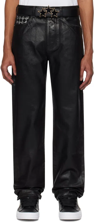 Amiri Black Waxed Ma Quad Straight Jeans
