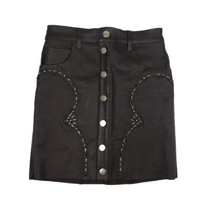 Amiri Black Western Leather Mini Skirt