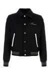 Amiri Twill Wool Bones Bomber Jacket With Patches In Black