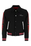 Amiri Ribbed Stripes Bomber Jacket In Blackred