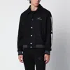 Amiri Varsity Bones Wool Bomber Jacket In Black