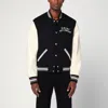 Amiri Mens Hollywood Embroidered-text Wool-leather Blend Bomber Jacket Black Xl In Black
