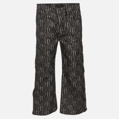 Pre-owned Amiri Black/white Logo Jacquard Denim Snap-off Jeans M/waist 34"