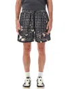 Amiri Black Ma Quad Bleach Bandana Shorts In Gray