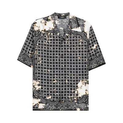 Pre-owned Amiri Bleach Bandana Bowling Shirt 'black' | Men's Size L
